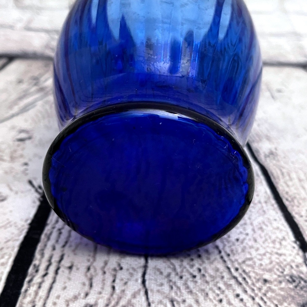 Set of 2 Vintage Cobalt Blue Blown Glass Vases-Anchor Hocking-Indiana Glass - Picture 4 of 9